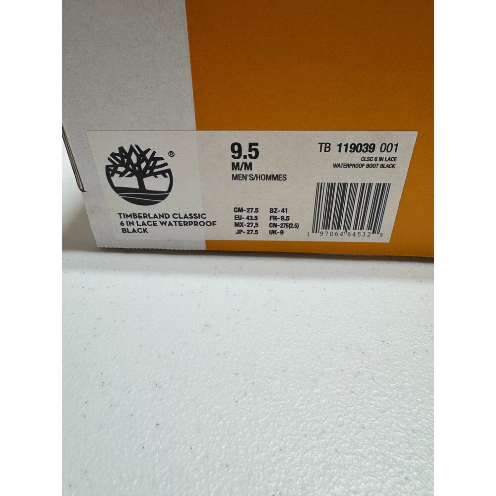 Timberland Classic 6-Inch Waterproof Black Nubuck Boots – Men’s Size 9.5 NEW/NIB - Picture 9 of 9